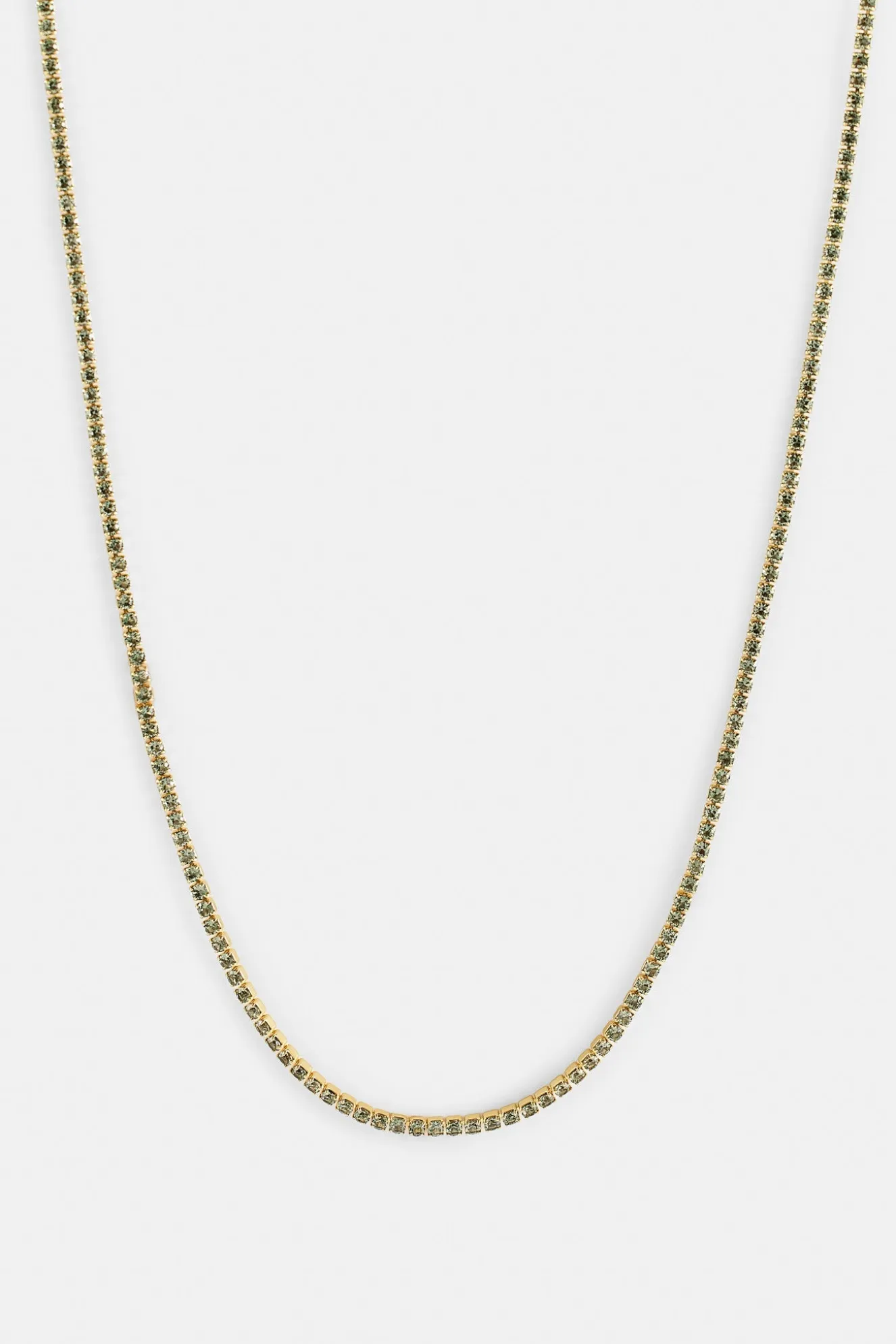 Light Green Micro Tennis Chain - 2.5mm - Gold