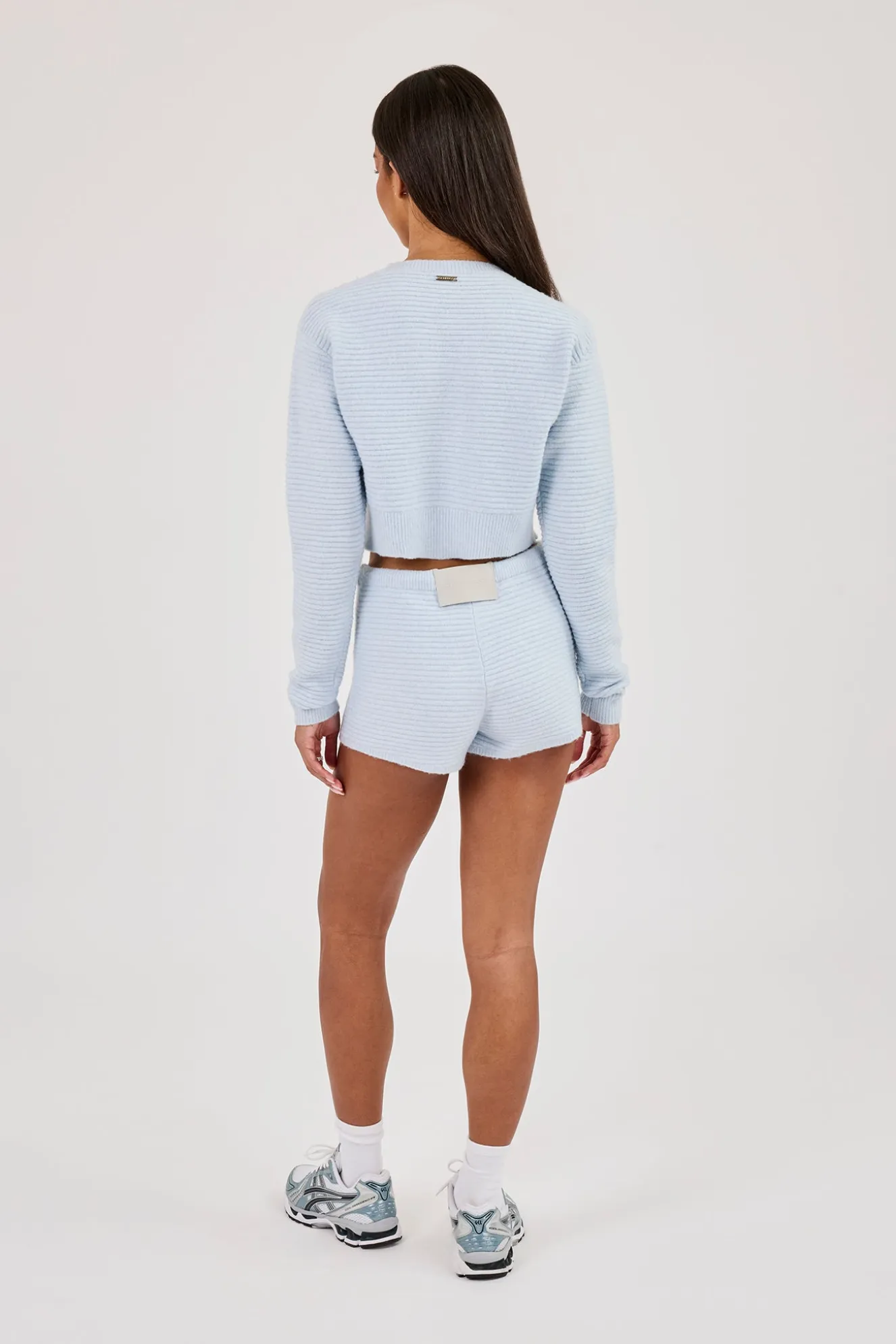 Lightweight Knitted Cardigan & Short Baby Blue