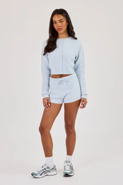 Lightweight Knitted Cardigan & Short  Baby Blue