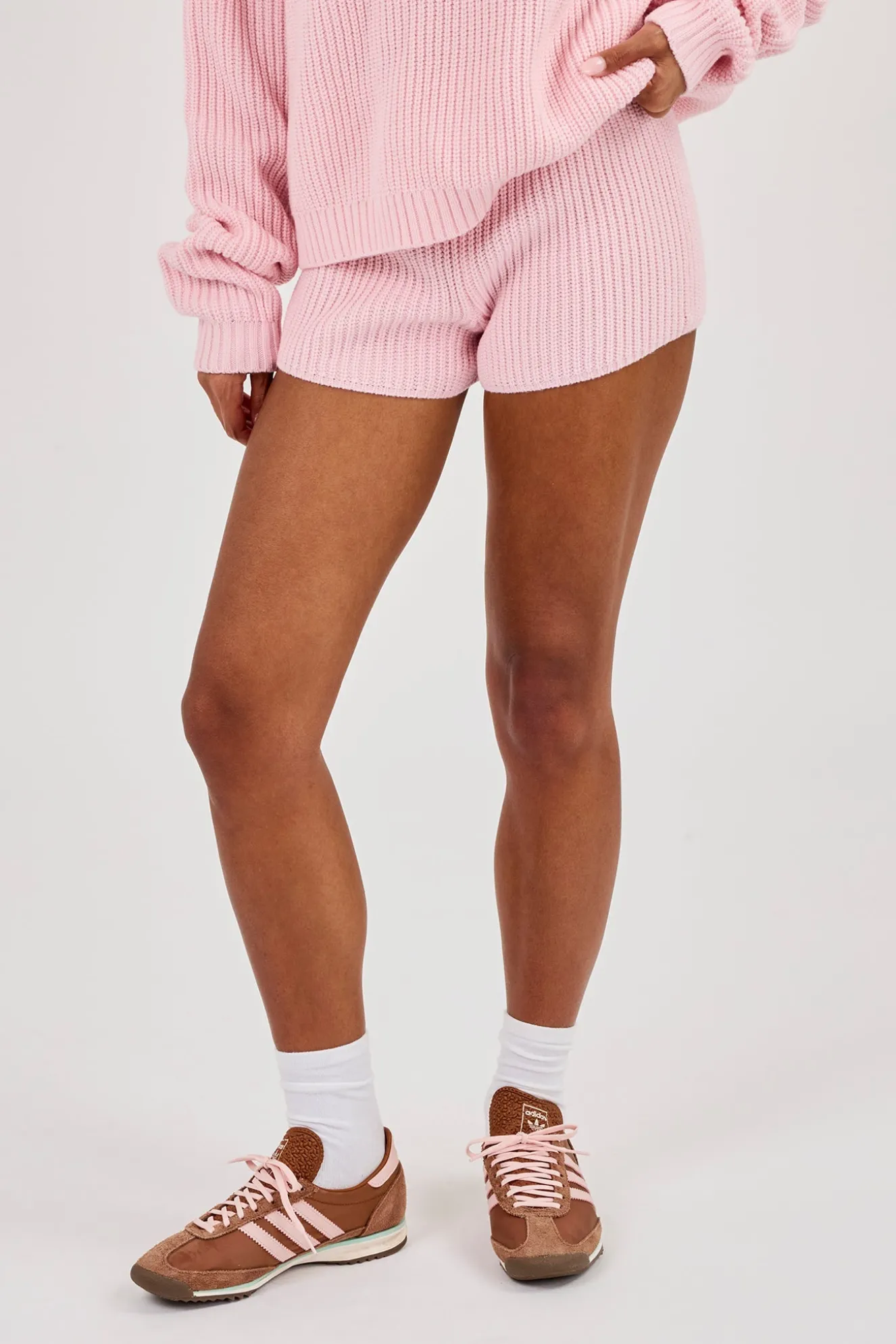 Lightweight Knitted Rib Micro Short - Baby Pink
