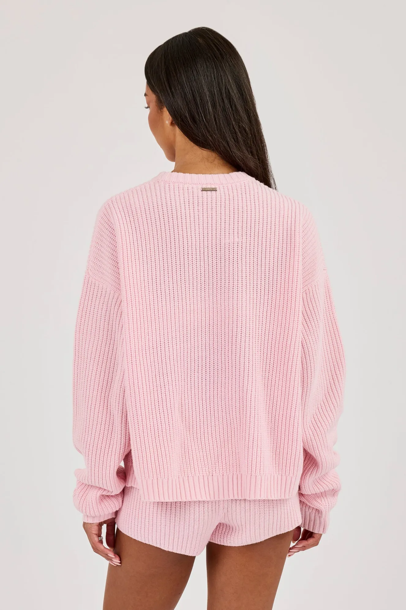 Lightweight Knitted Rib Sweatshirt - Baby Pink