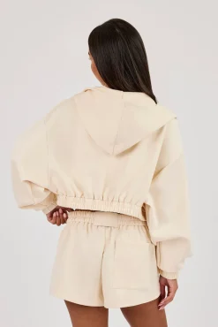 Lightweight Scuba Super Crop Zip Through - Off White
