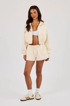 Lightweight Scuba Super Crop Zip Through & Short - Off White