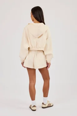 Lightweight Scuba Super Crop Zip Through & Short - Off White