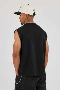 Logo Embroidered Tank - Black
