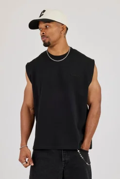 Logo Embroidered Tank - Black
