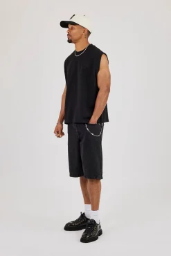 Logo Embroidered Tank - Black