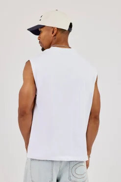 Logo Embroidered Tank - White