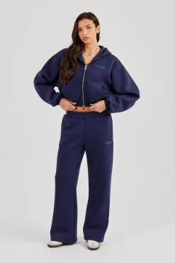 Logo Tab Wide Leg Jogger - Navy Blue