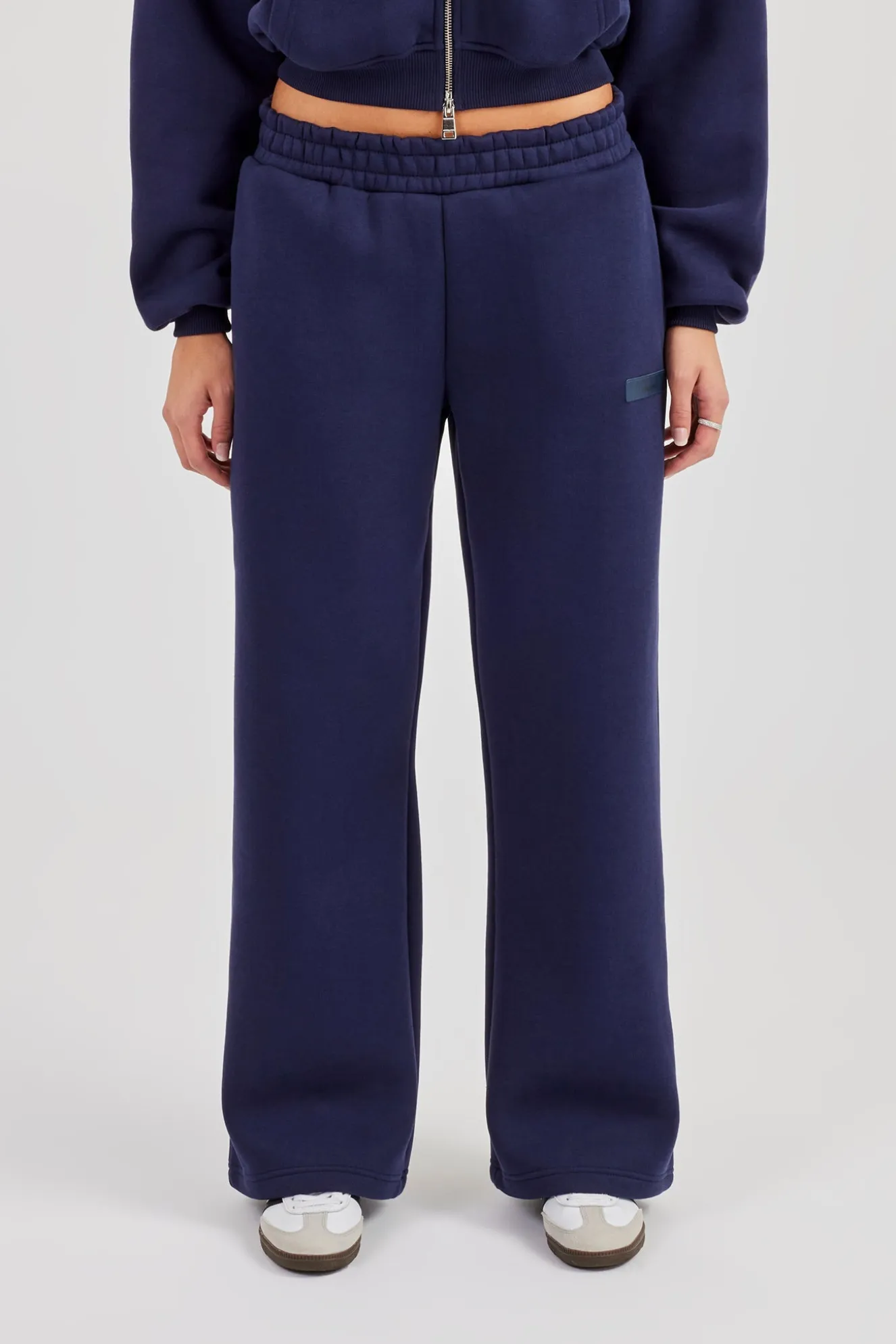 Logo Tab Wide Leg Jogger - Navy Blue