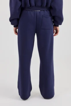 Logo Tab Wide Leg Jogger - Navy Blue