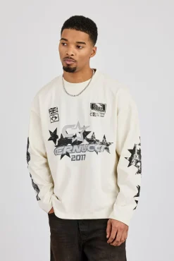 Long Sleeve Cernucci 2017 Graphic T-Shirt - Off White