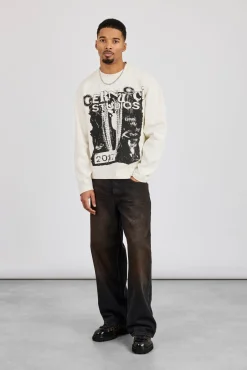 Long Sleeve Cernucci Studios Chain T-Shirt - Off White