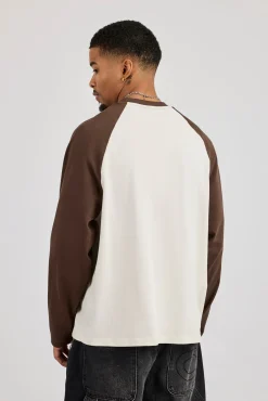Long Sleeve Contrast Raglan T-Shirt - Off White