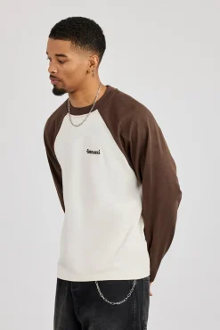 Long Sleeve Contrast Raglan T-Shirt - Off White