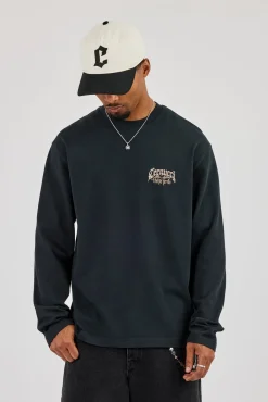 Long Sleeve Multigem Cross T-Shirt - Washed Black