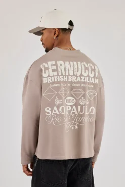 Long Sleeve Rio Diamond Graphic T-Shirt - Stone