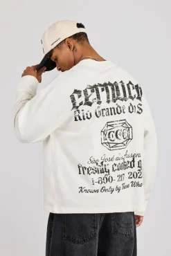 Long Sleeve Rio Graphic Print T-Shirt - Off White