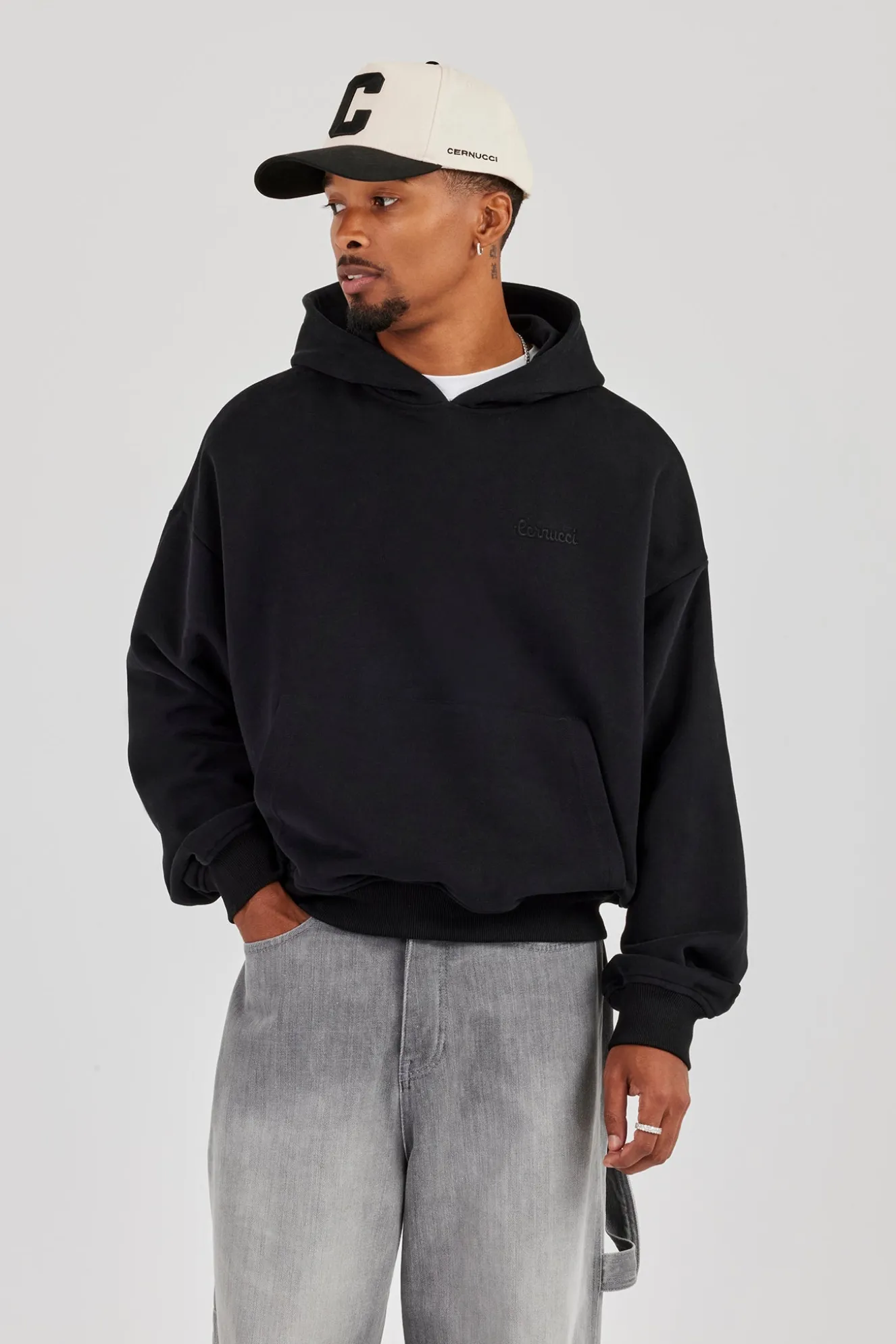 Mens Boxy Hoodie - Black