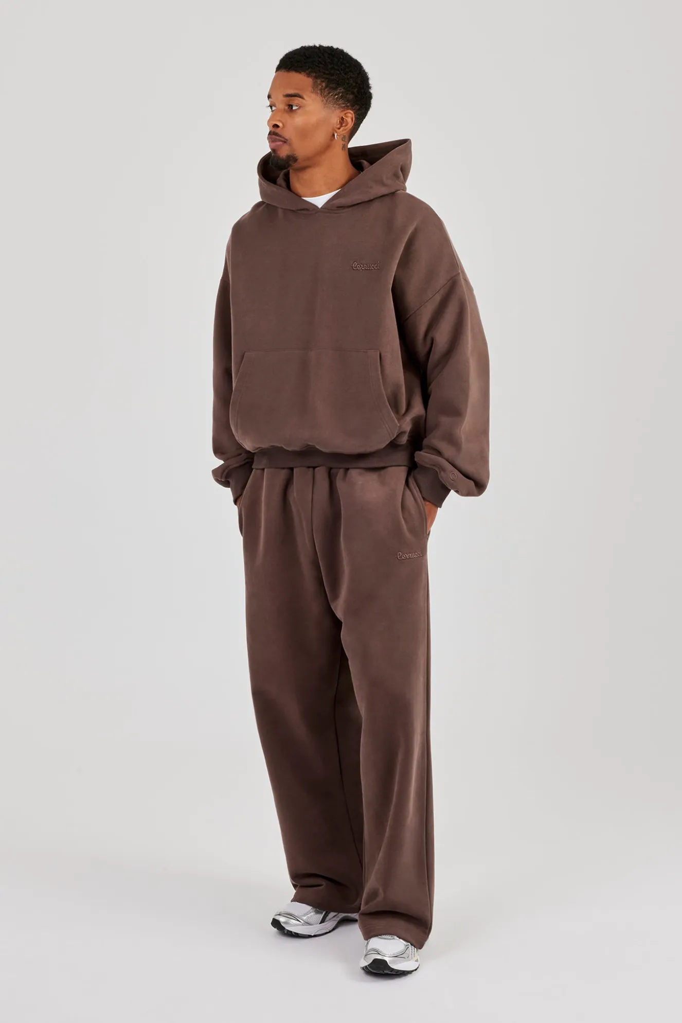Mens Boxy Hoodie - Coffee