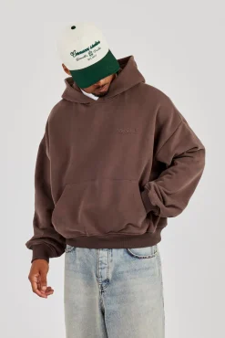 Mens Boxy Hoodie - Coffee