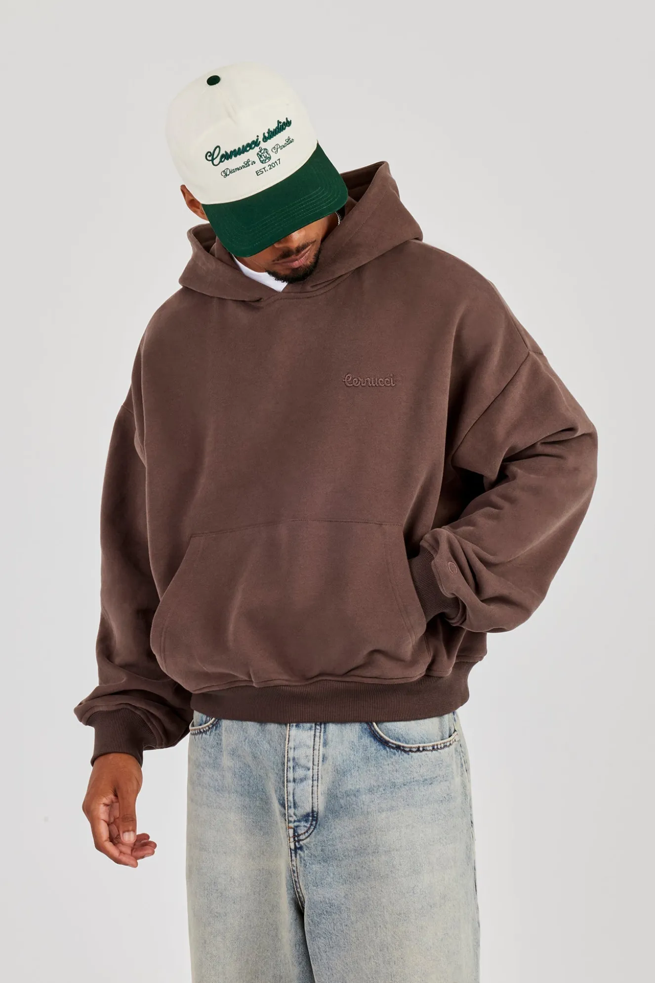 Mens Boxy Hoodie - Coffee
