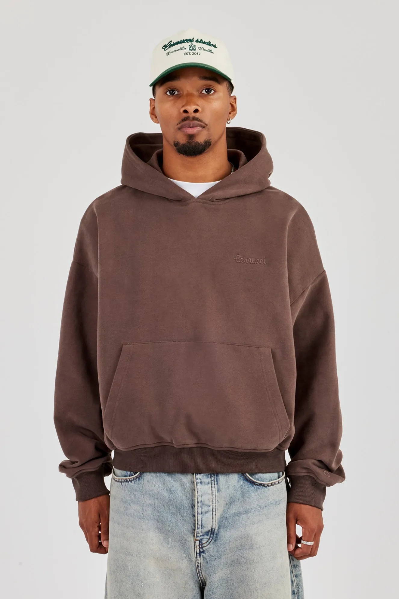 Mens Boxy Hoodie - Coffee