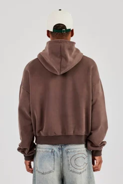 Mens Boxy Hoodie - Coffee