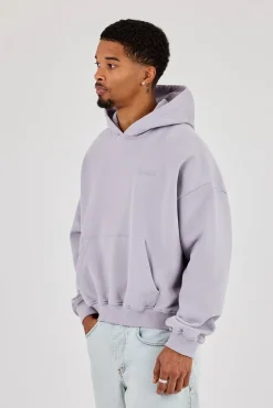 Mens Boxy Hoodie - Dusty Purple