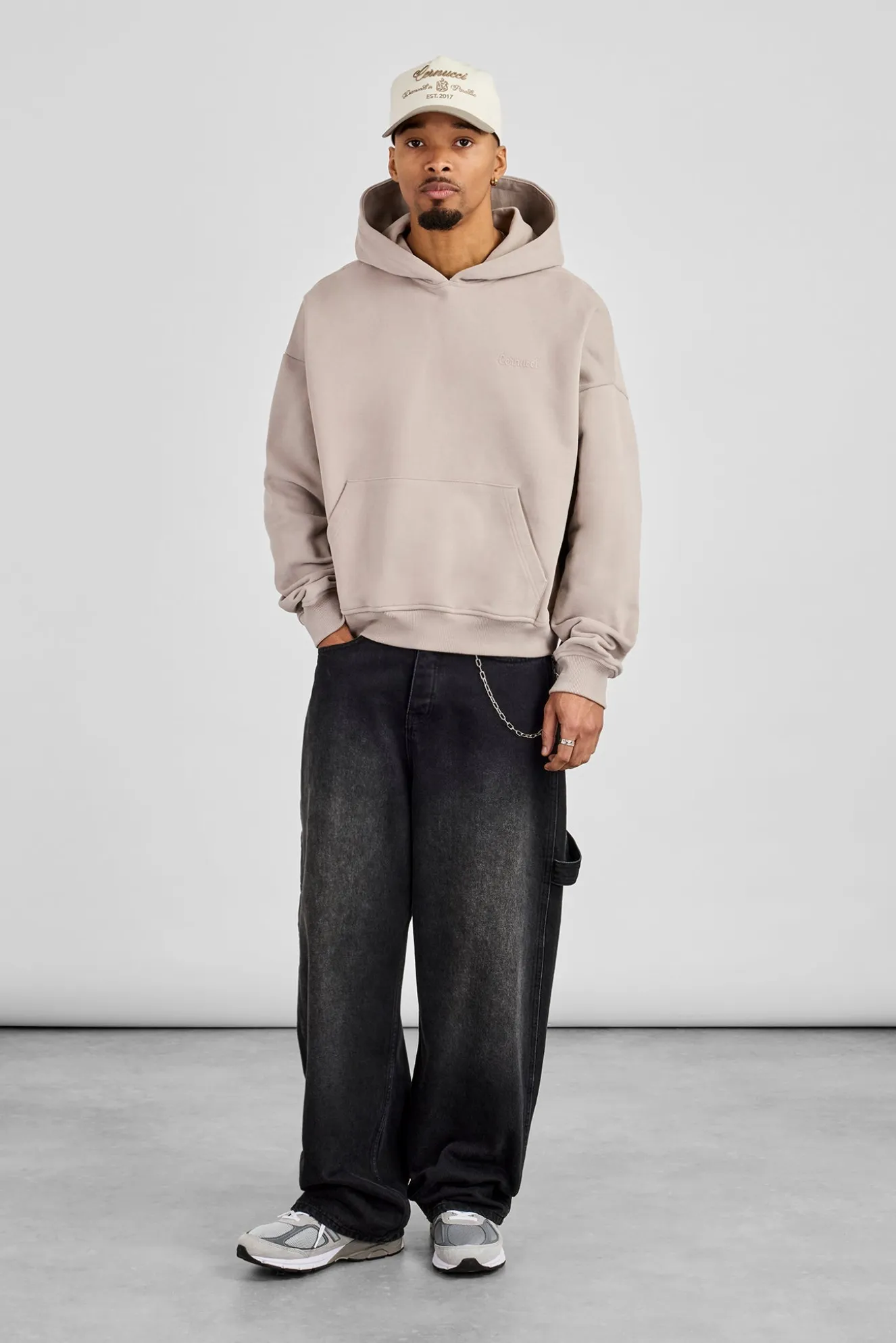 Mens Boxy Hoodie - Stone