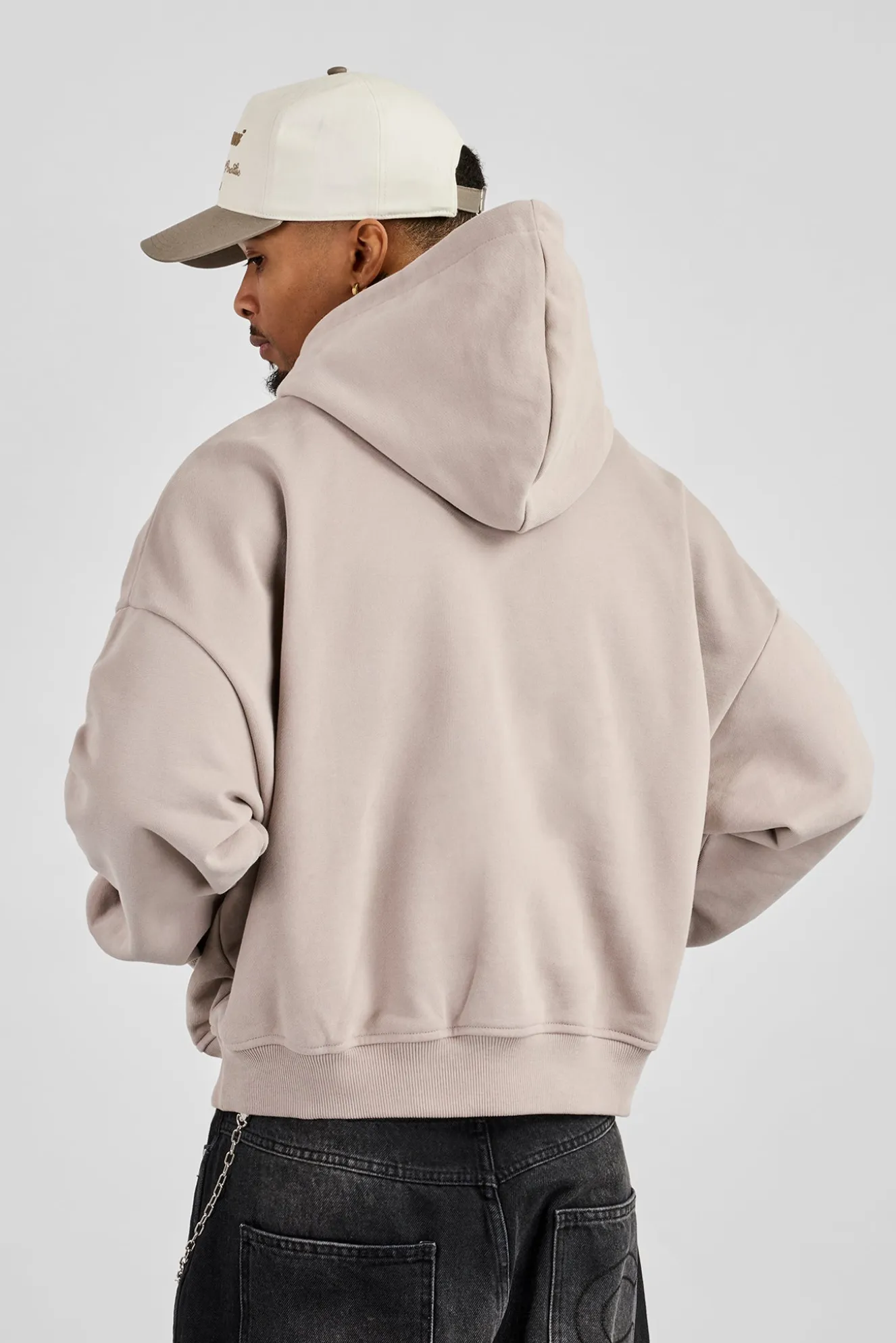Mens Boxy Hoodie - Stone