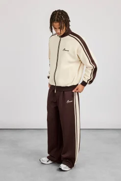 Mens Contrast Detail Baggy Track Pant - Chocolate