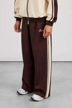 Mens Contrast Detail Baggy Track Pant - Chocolate