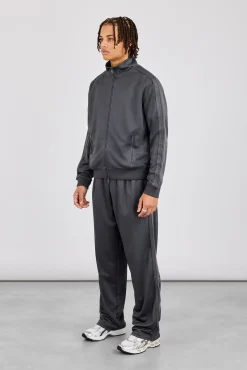 Mens Regular Poly Smooth Taping Tracksuit - Charcoal