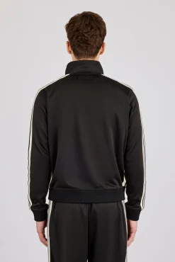 Mens Regular Poly Smooth Taping Track Top - Black