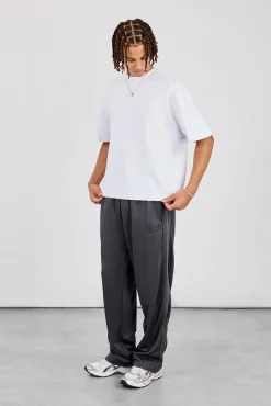 Mens Relaxed Poly Smooth Taping Track Pant - Charcoal