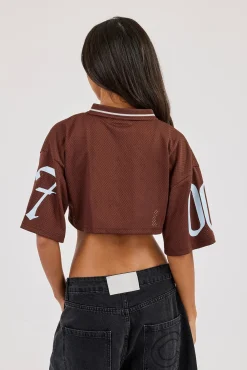Mesh Cut Out Crop Top - Baby Blue