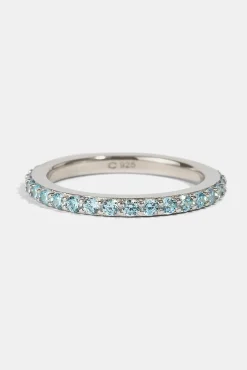 Micro Light Blue Tennis Ring - 2.5mm - White