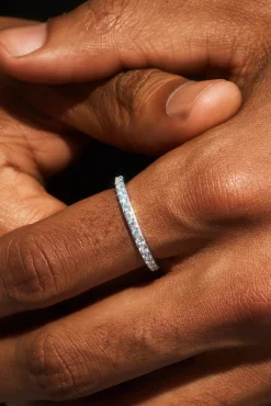 Micro Light Blue Tennis Ring - 2.5mm - White