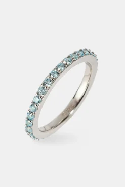 Micro Light Blue Tennis Ring - 2.5mm - White