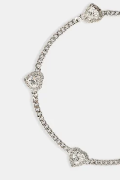 Micro Multi Heart Cuban Bracelet - White - 2.5mm