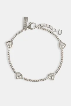 Micro Multi Heart Cuban Bracelet - White - 2.5mm