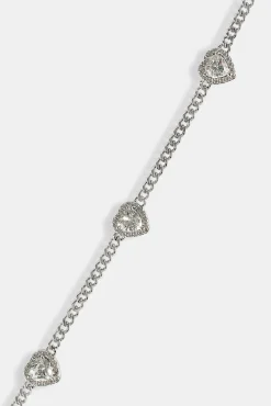 Micro Multi Heart Cuban Bracelet - White - 2.5mm