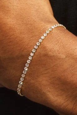 Micro Tennis Bracelet & Chain - 2.5mm - Gold