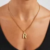 Mini Polished Balloon Letter Pendant & 3mm Micro Cuban Chain - Gold