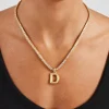 Mini Polished Balloon Letter Pendant & 3mm Tennis Chain - Gold