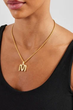 Mini Polished Balloon Letter Pendant & 3mm Rope Chain - Gold