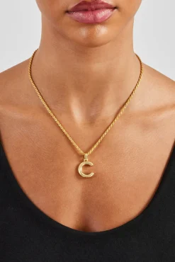 Mini Polished Balloon Letter Pendant & 3mm Rope Chain - Gold