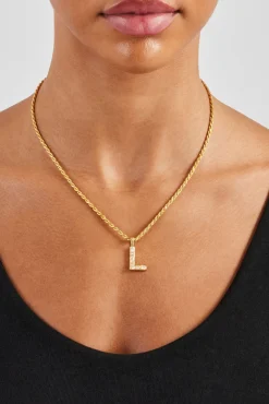 Mini Polished Balloon Letter Pendant & 3mm Rope Chain - Gold