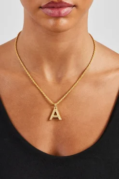 Mini Polished Balloon Letter Pendant & 3mm Rope Chain - Gold